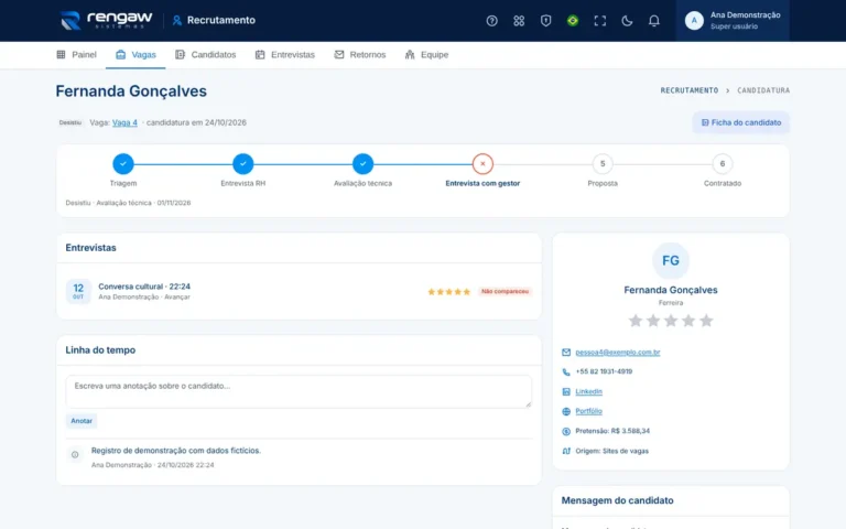 App Recrutamento, tela Fernanda Gonçalves