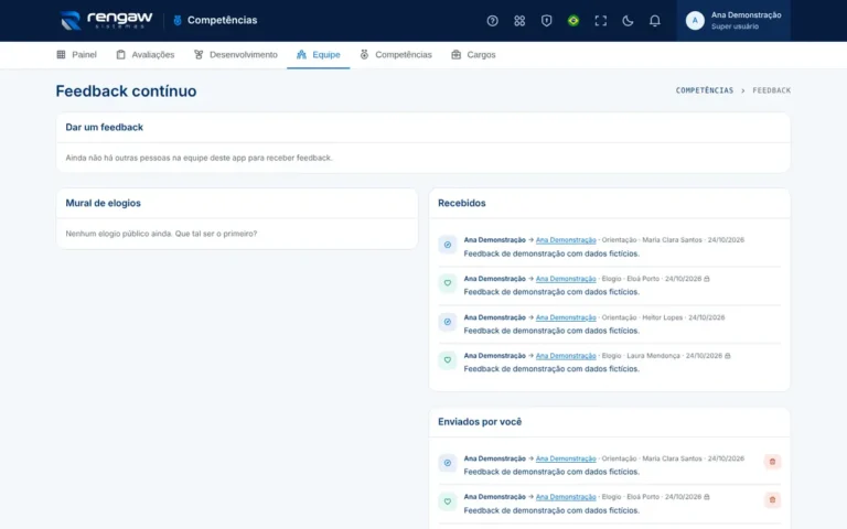 App Competências, tela Feedback