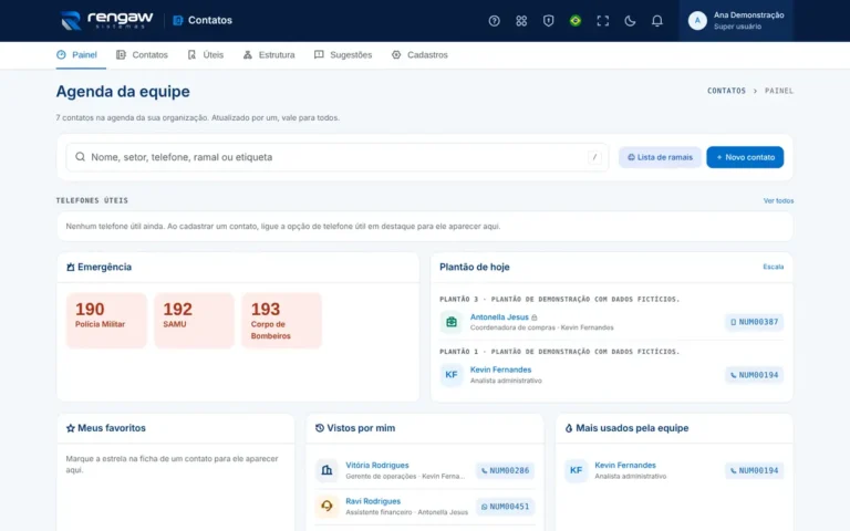 App Contatos, tela inicial