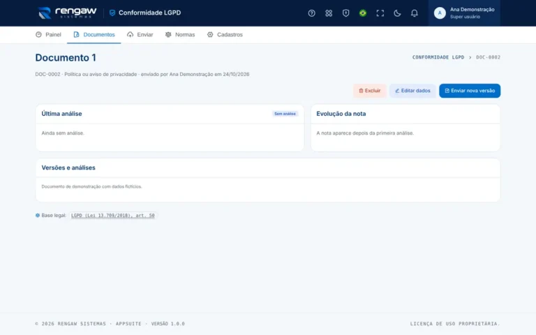 App Conformidade LGPD, tela DOC-0002