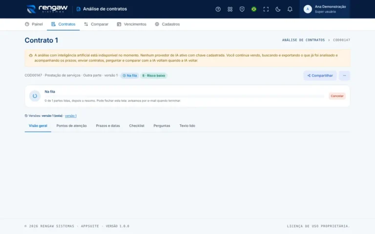 App Análise de contratos, tela Contrato 1