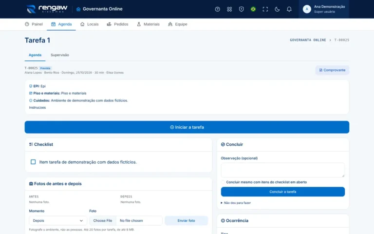 App Governanta Online, tela T-00025 · Governanta Online