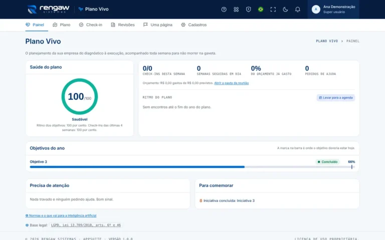 App Plano Vivo, tela inicial