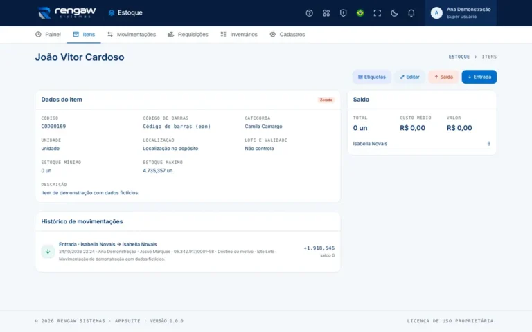 App Estoque, tela João Vitor Cardoso