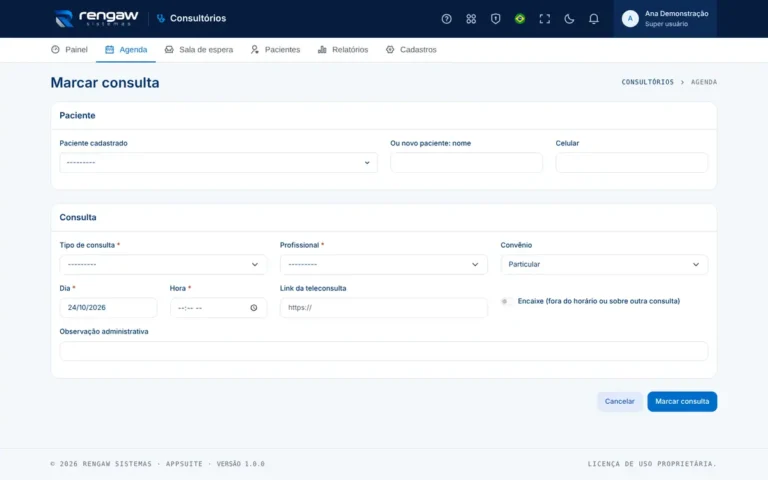 App Consultórios, tela Marcar consulta
