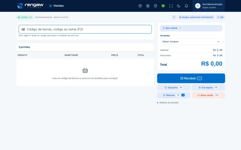 App Vendas, tela Frente de caixa