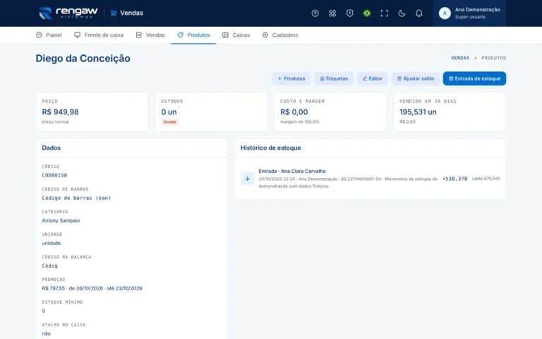 App Vendas, tela Diego da Conceição