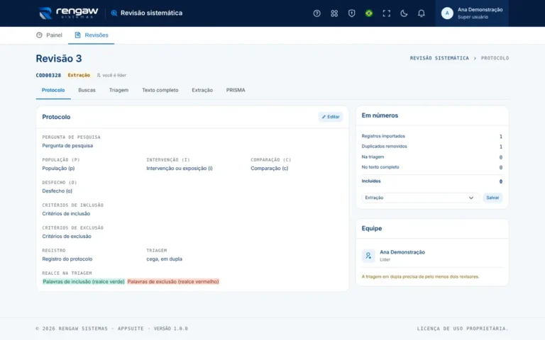App Revisão sistemática, tela COD00328 · Revisão 3