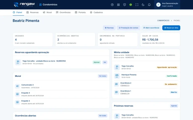 App Condomínios, tela Beatriz Pimenta