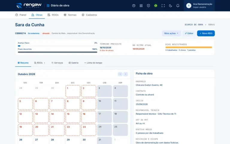 App Diário de obra, tela COD00274 · Sara da Cunha