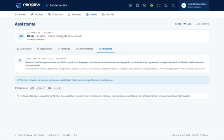 App Saúde família, tela Assistente · Saúde família · AppSuite