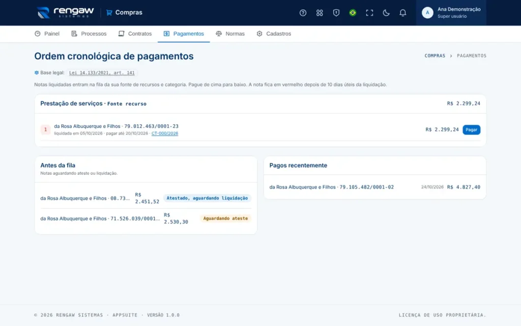 App Compras, tela Pagamentos
