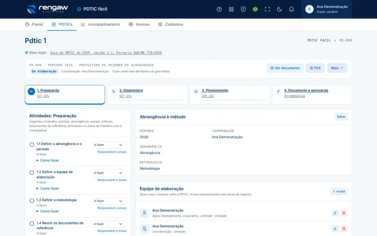 App PDTIC fácil, tela PD-000