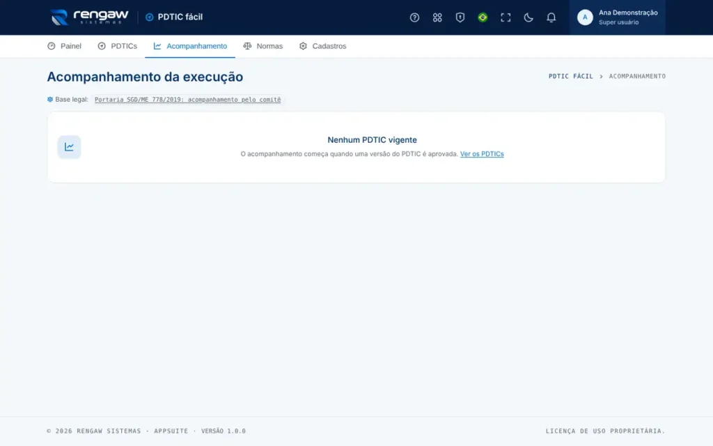 App PDTIC fácil, tela Acompanhamento