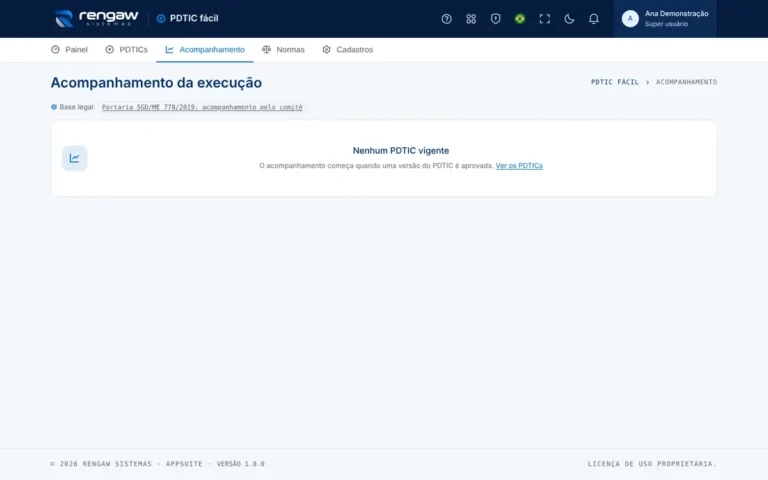 App PDTIC fácil, tela Acompanhamento