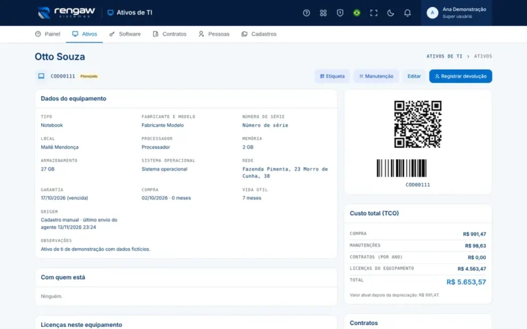 App Ativos de TI, tela COD00111