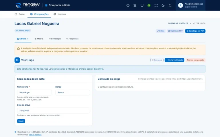 App Comparar editais, tela Vitor Hugo · Lucas Gabriel Nogueira