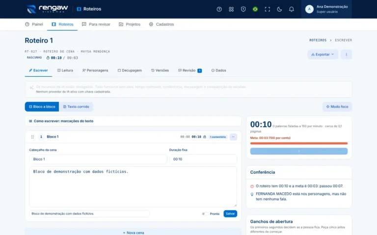 App Roteiros, tela Roteiro 1