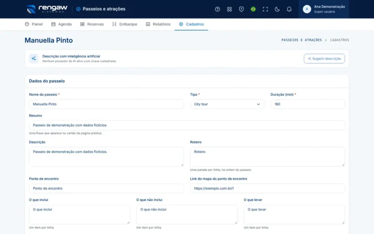 App Passeios e atrações, tela Manuella Pinto