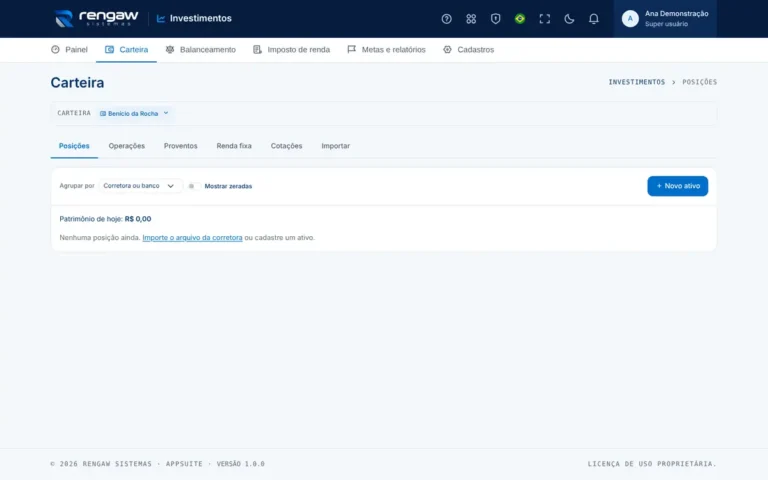 App Investimentos, tela Posições · AppSuite